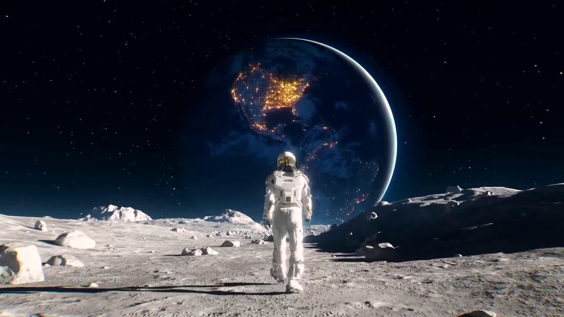 Astronaut Walking on the Moon   Live Desktop Wallpapers