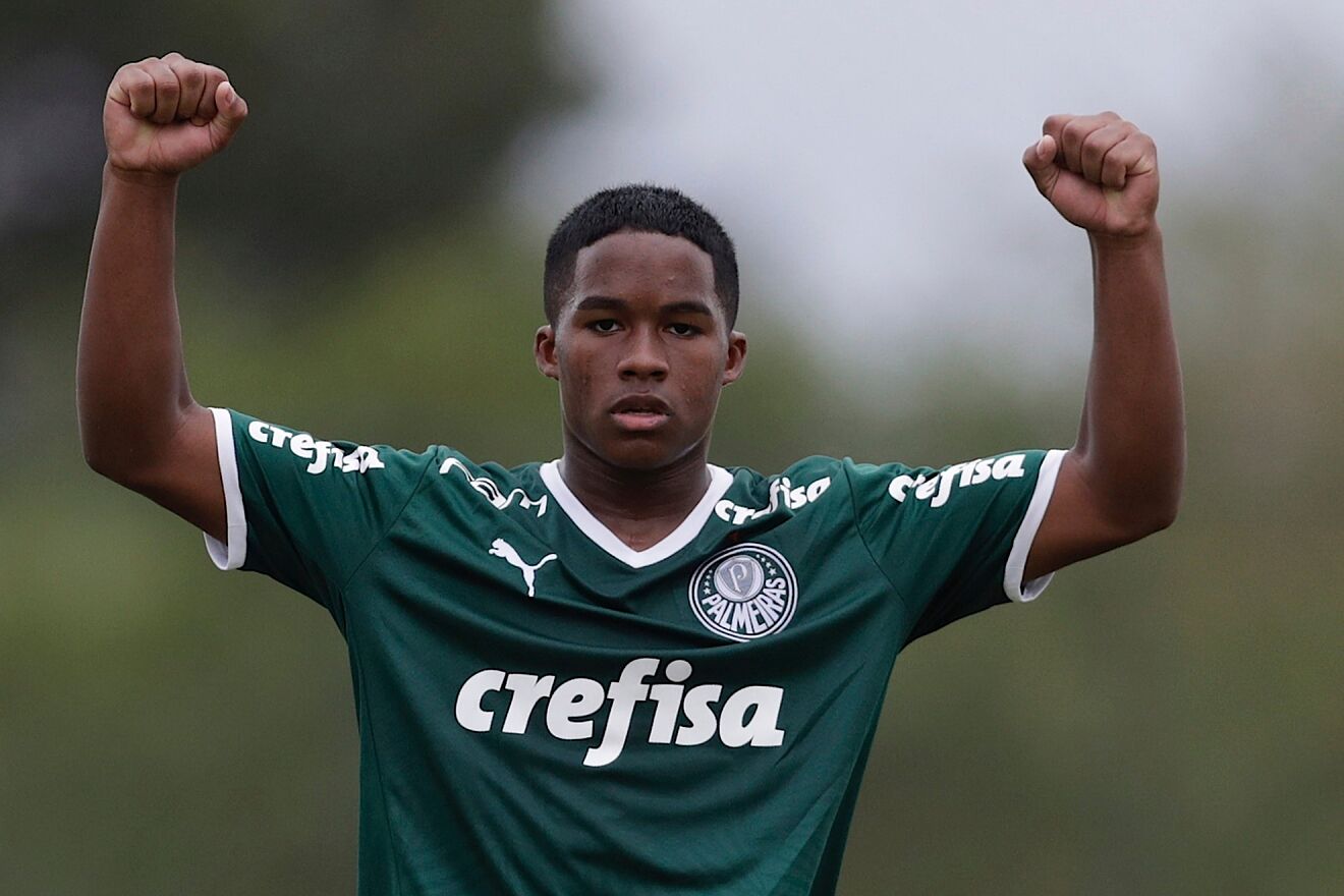 Endrick Felipe celebrating a goal for Palmeiras