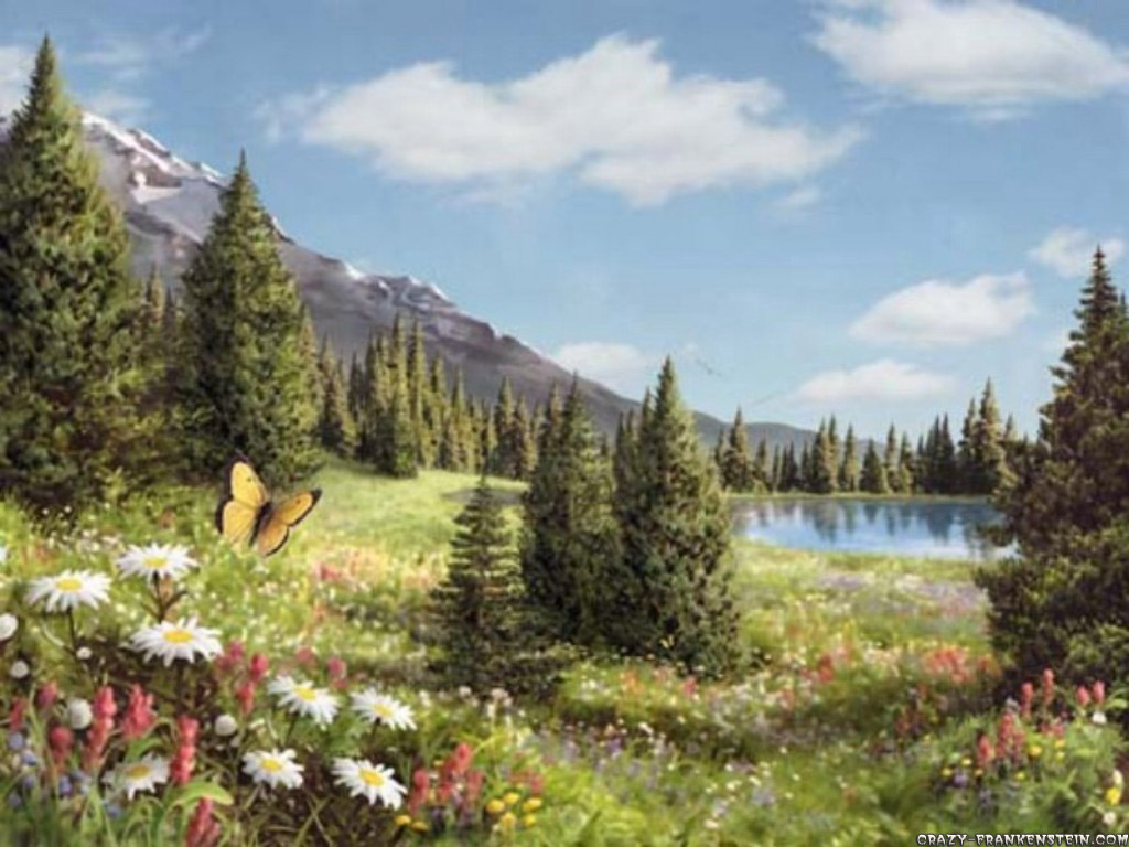 Mountain Meadow Spring Wallpaper Desktop Background