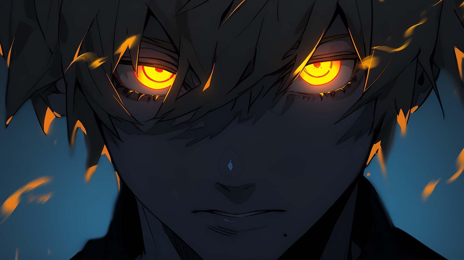 Anime Boy With Yellow Glowing Eyes Desktop Wallpaper 4k