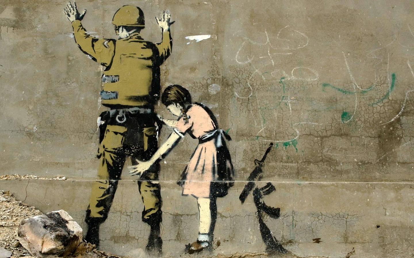 Banksy Wallpaper Girl Searching A Soldier