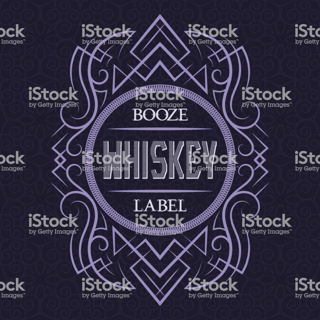 Whiskey Booze Label Design Template Patterned Vintage Frame With