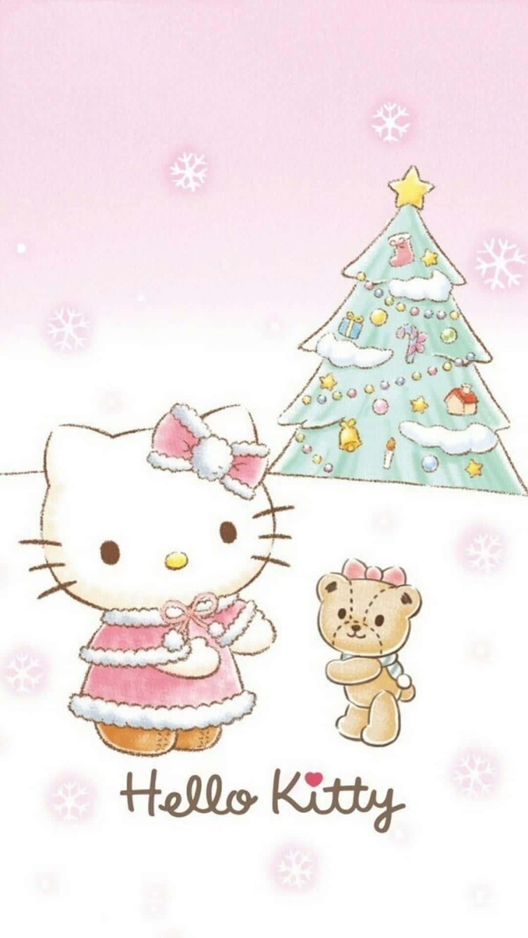 Download A Festive Hello Kitty In A Santa Hat For The Holidays