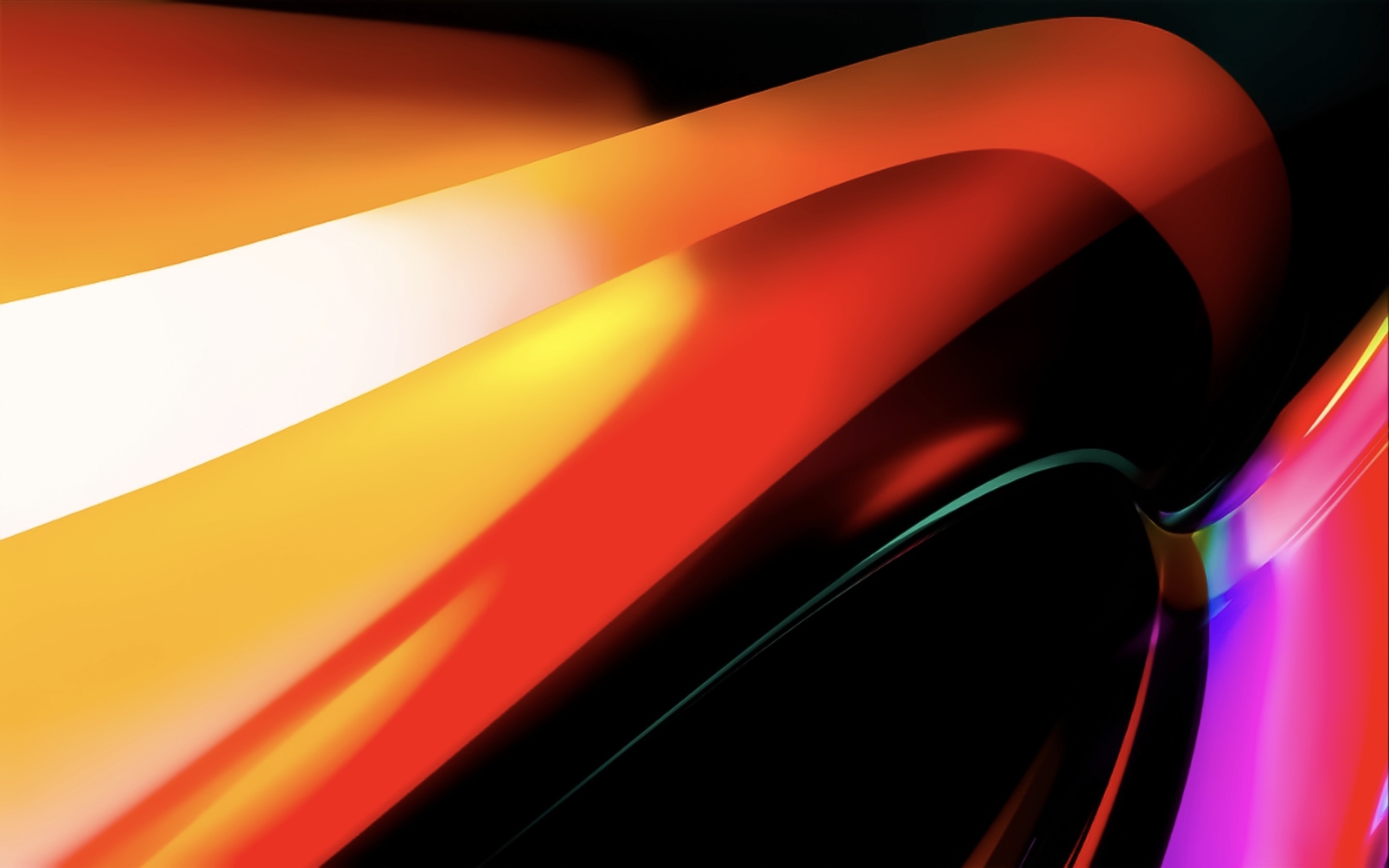 Abstract and vibrant wallpaper featuring flowing lines of red, orange, and white on a dark background, suitable for MacBook