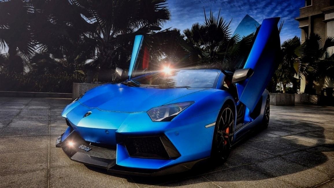 Lamborghini Aventador Blue Wallpaper HD Background