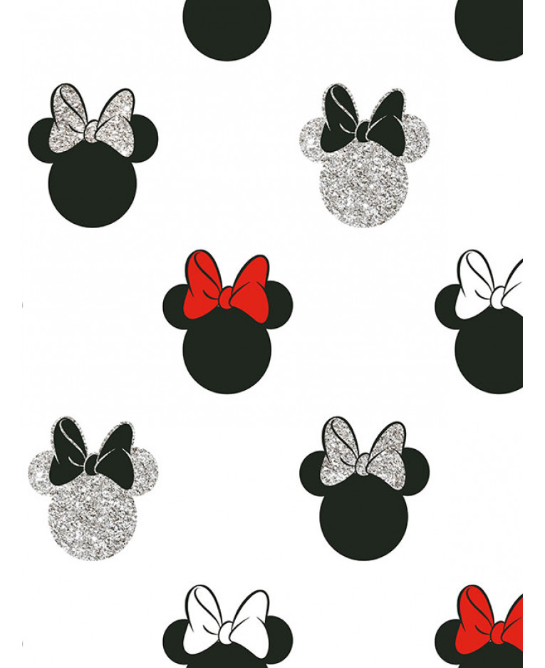 Disney Minnie Mouse Glitter Wallpaper White Graham Brown