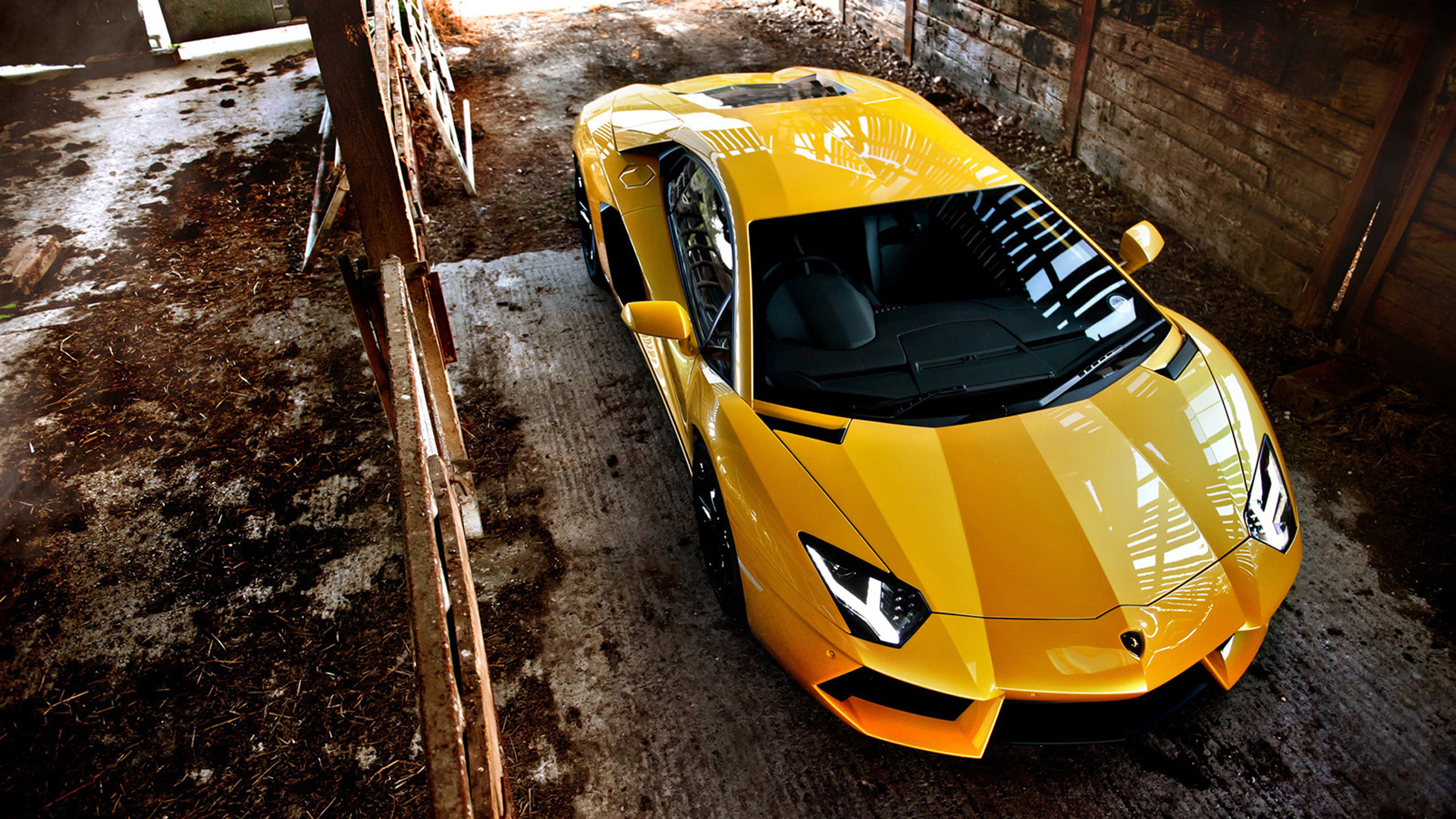 Yellow Lamborghini Aventador By HDcarwallpaper