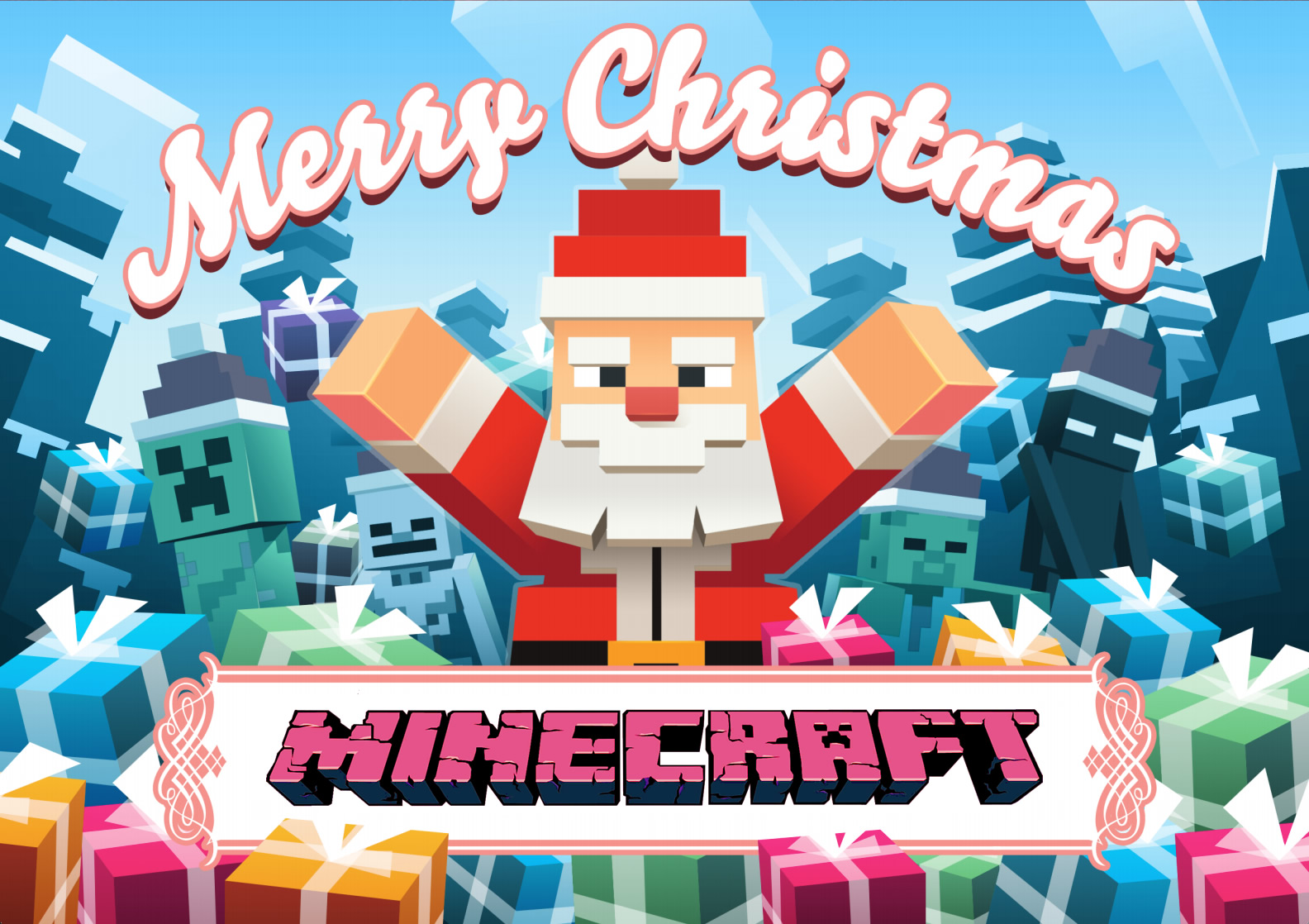 Merry Christmas Minecraft Wallpaper