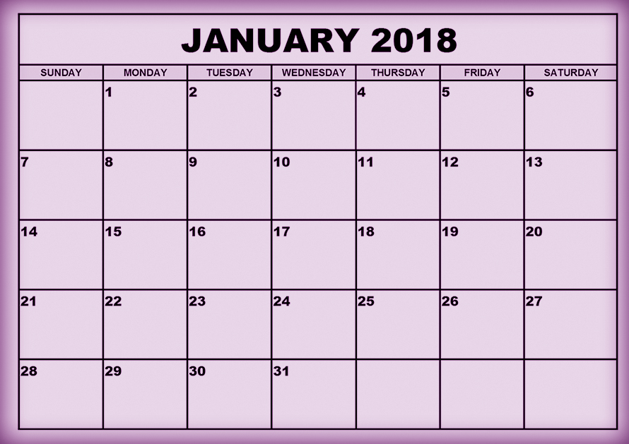 January 2018 calendar printable   2018 Calendar printable 890x629
