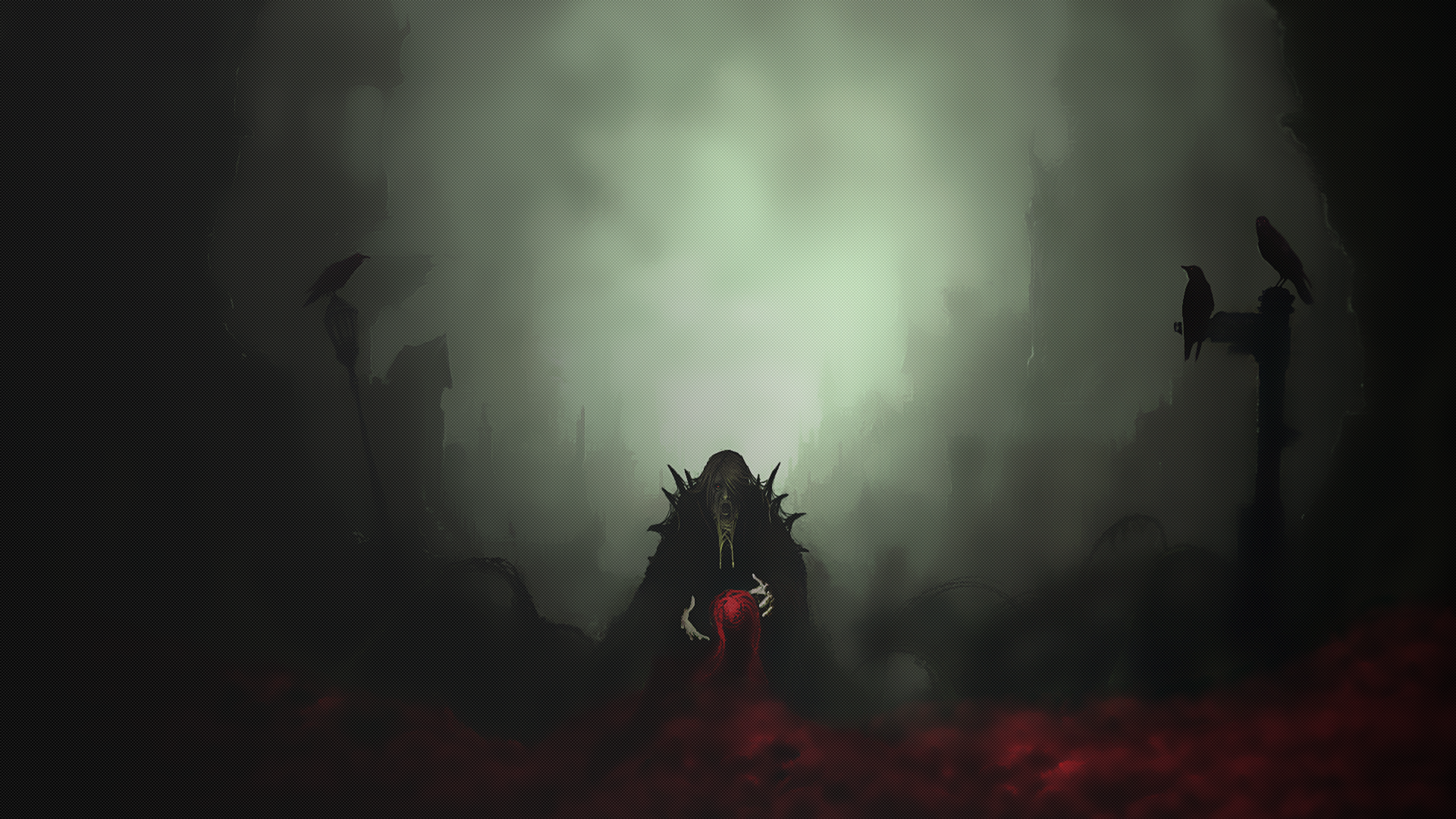 Vampire Graveyard Crows Dark Theme Blood
