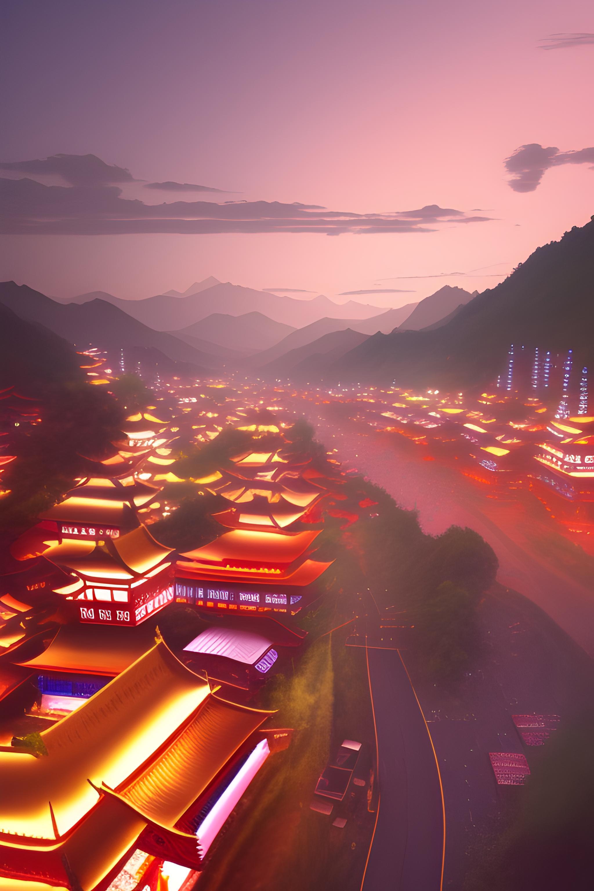 A High Resolution Stunning Photo Of Small Town In China At
