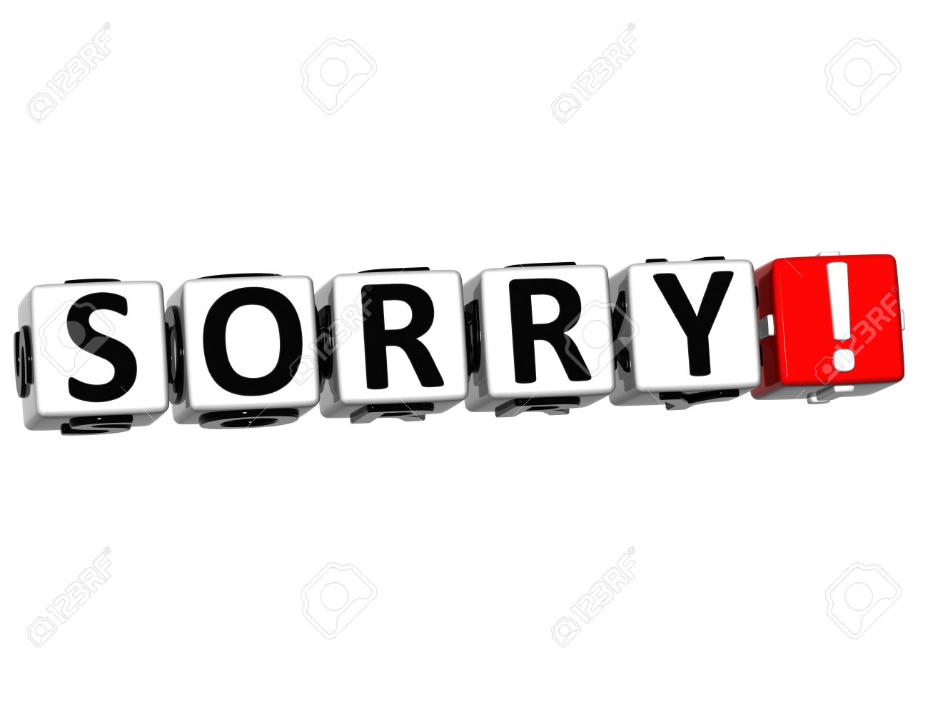 3d Sorry Block Cube Text On White Background Stock Photo Picture