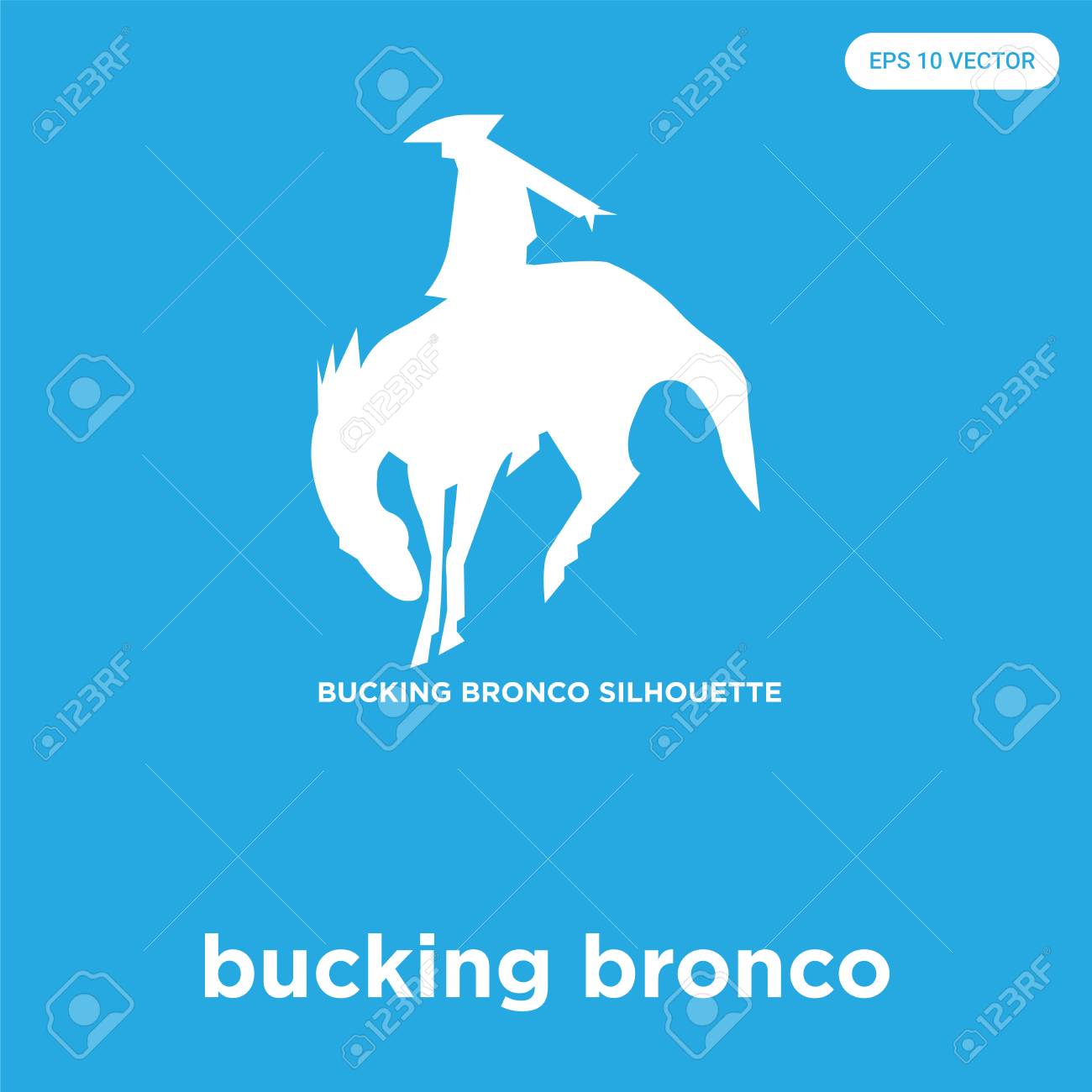 Bucking Bronco Vector Icon Isolated On Blue Background Sign