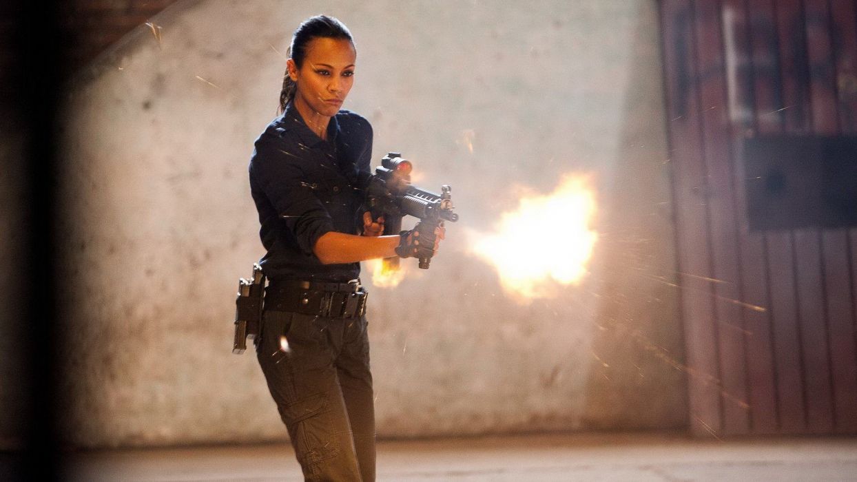 Colombiana Zoe Saldana Actress Movies Weapons Guns Women Females