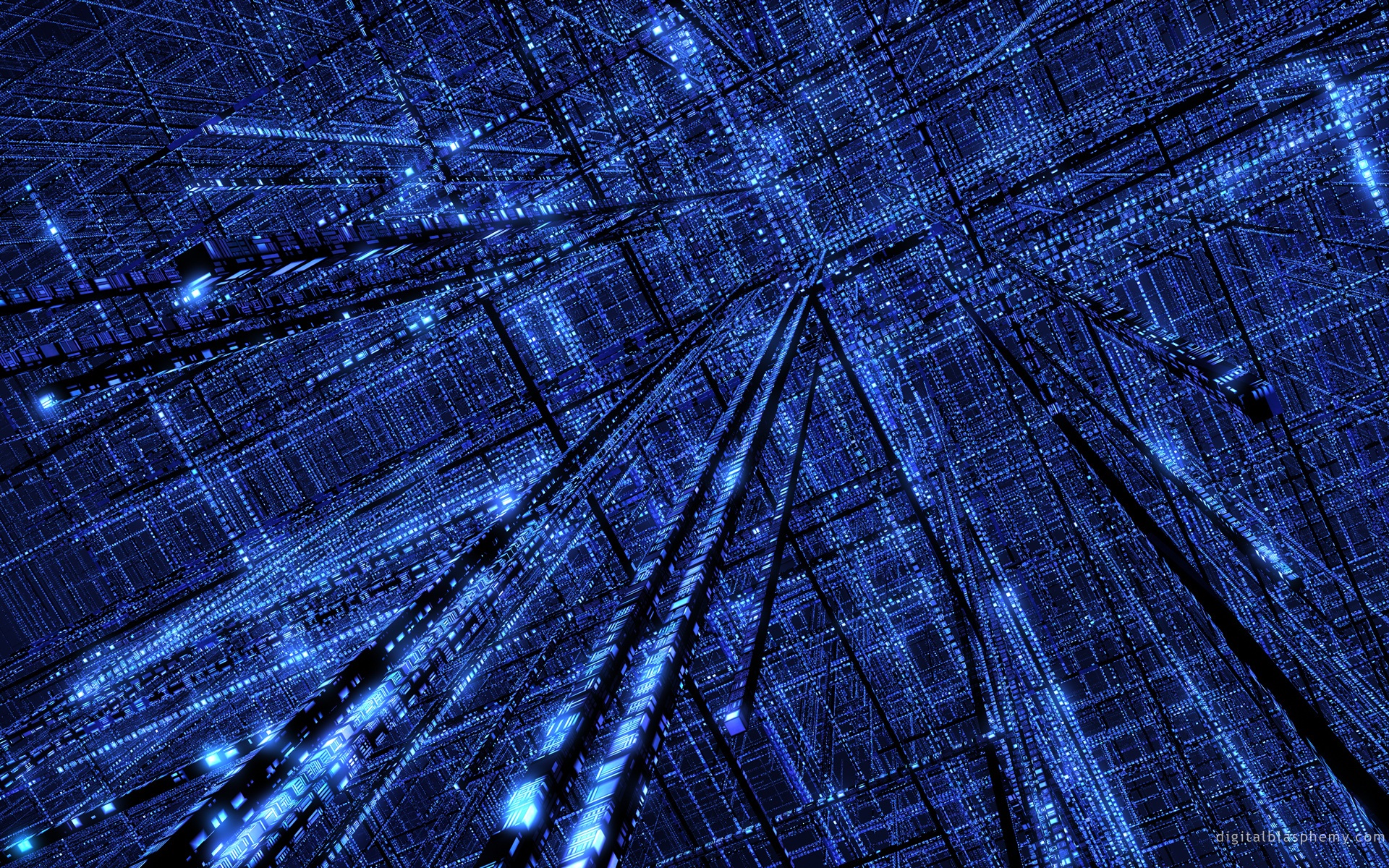 3d Blue Grid Wallpaper