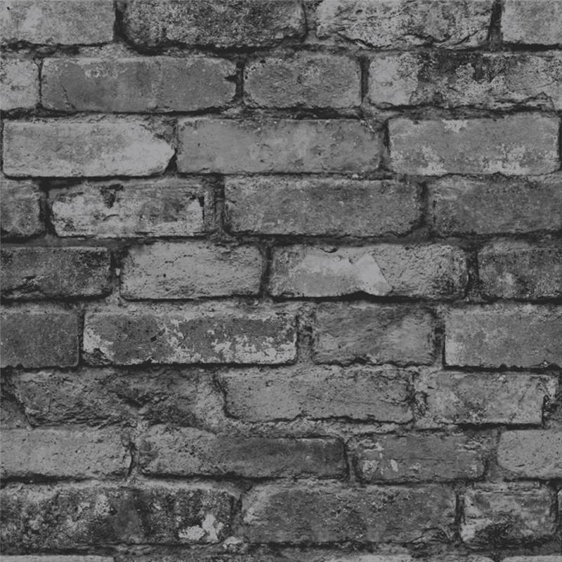 Black Silver Grey Realistic Fd31284 Rustic Brick Fine Decor Wallpaper