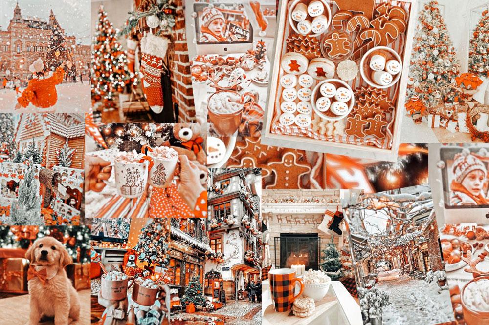  Christmas Collage Aesthetic Ideas Orange Christmas Collage