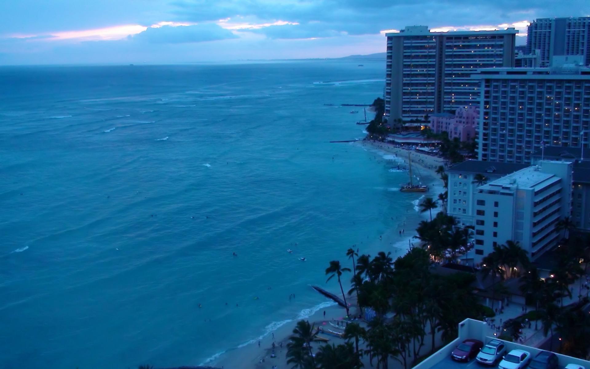Waikiki Beach In Hawaii Full HD Desktop Wallpaper 1080p