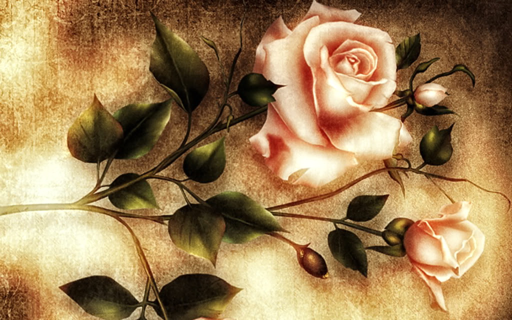 Victorian Roses Schilderij Wallpaper