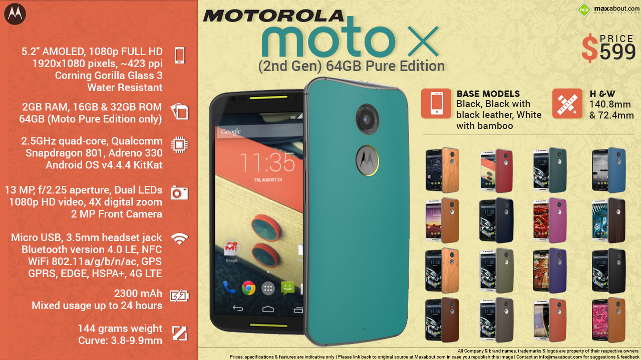 Quick Facts Motorola Moto X Gen 64gb Pure Edition