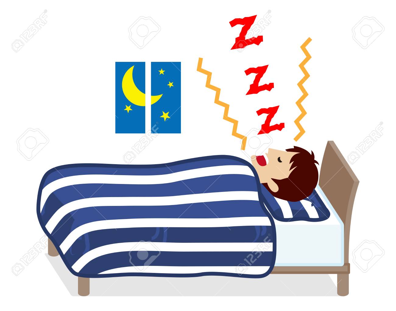 Young Man Snoring Loudly Sleep Problem White Background Royalty