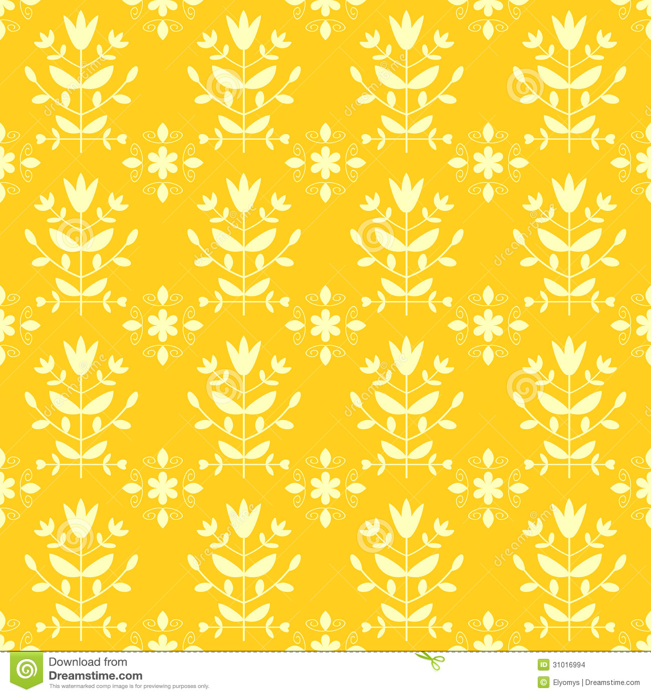 Yellow And Grey Damask Wallpaper Pattern