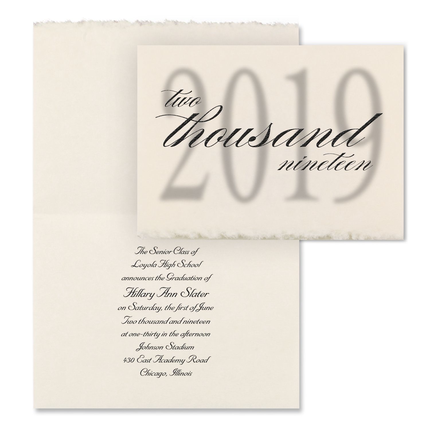 Shaded Year Announcement Parchment Deckle Graduation