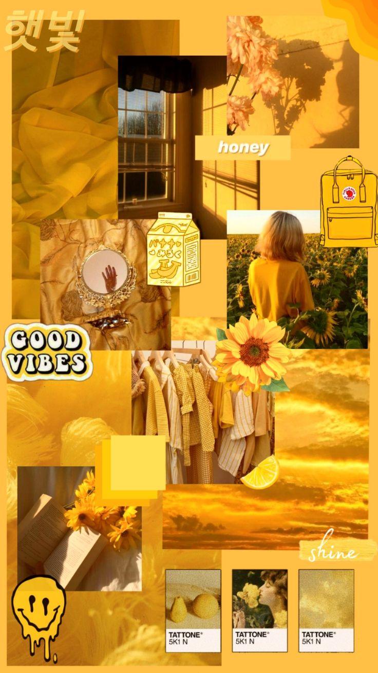 Yellow Aesthetic Collage Wallpaper In