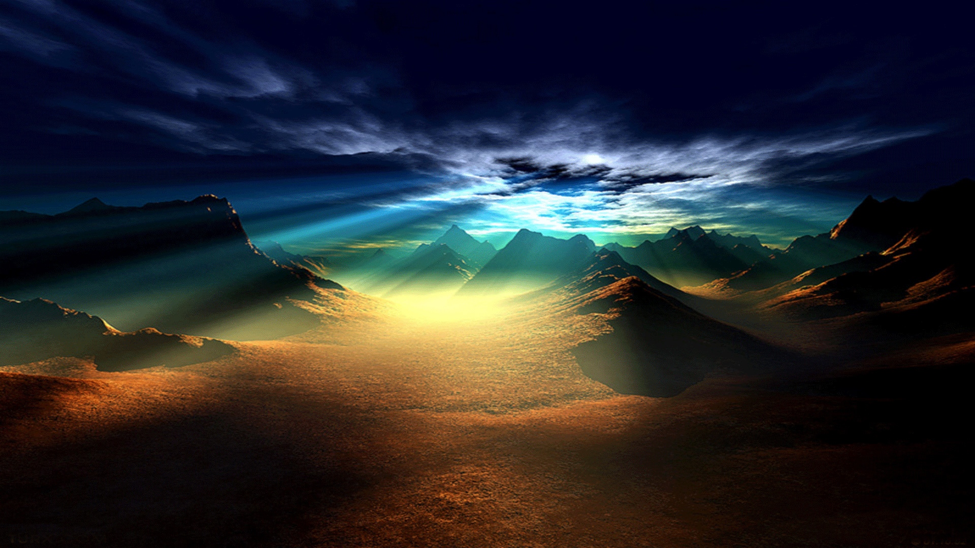 Sunrise over majestic mountains, a breathtaking desktop wallpaper