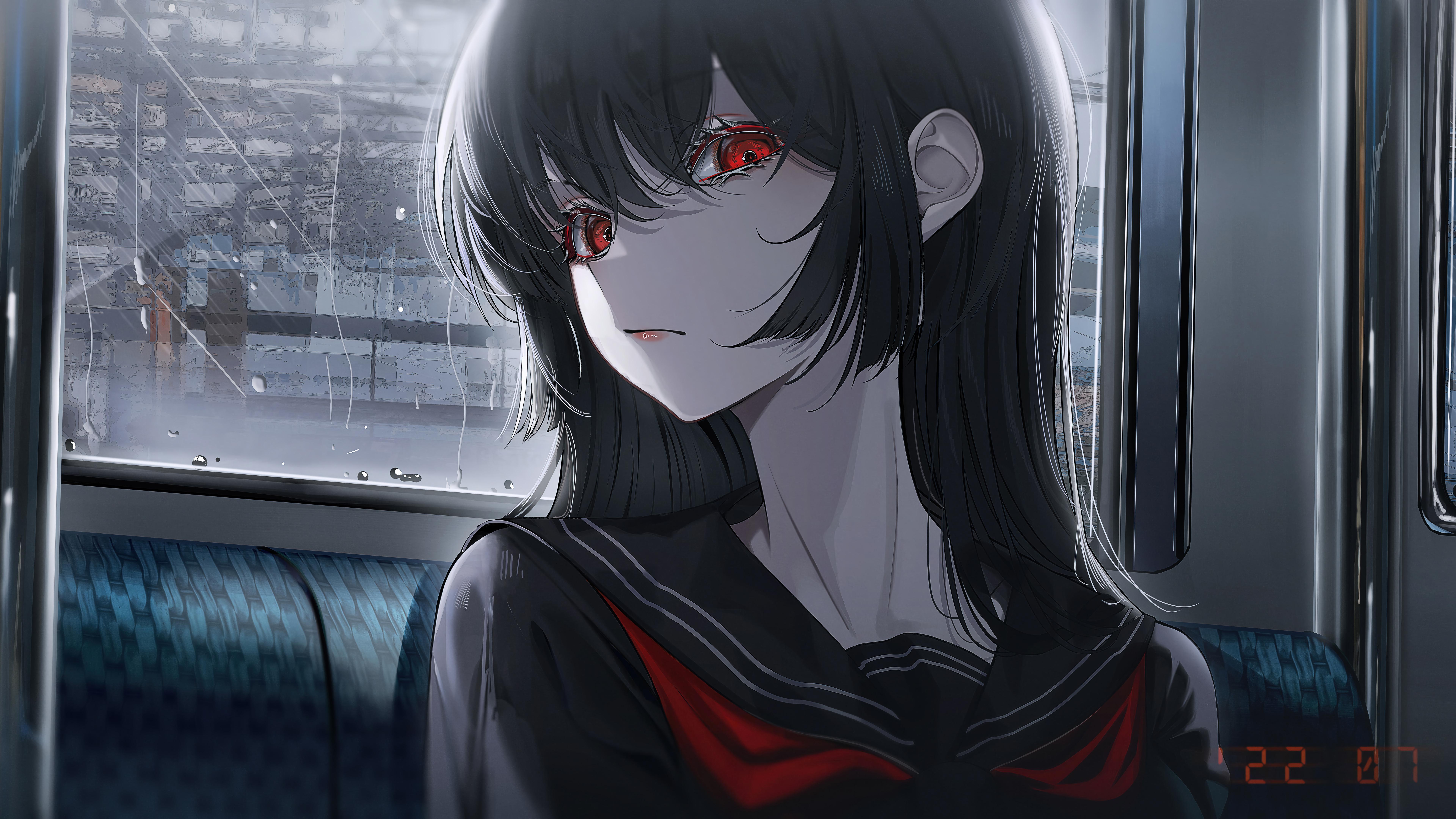 Anime School Girl Red Eye Wallpaper 4k 8k HD Pc 260h