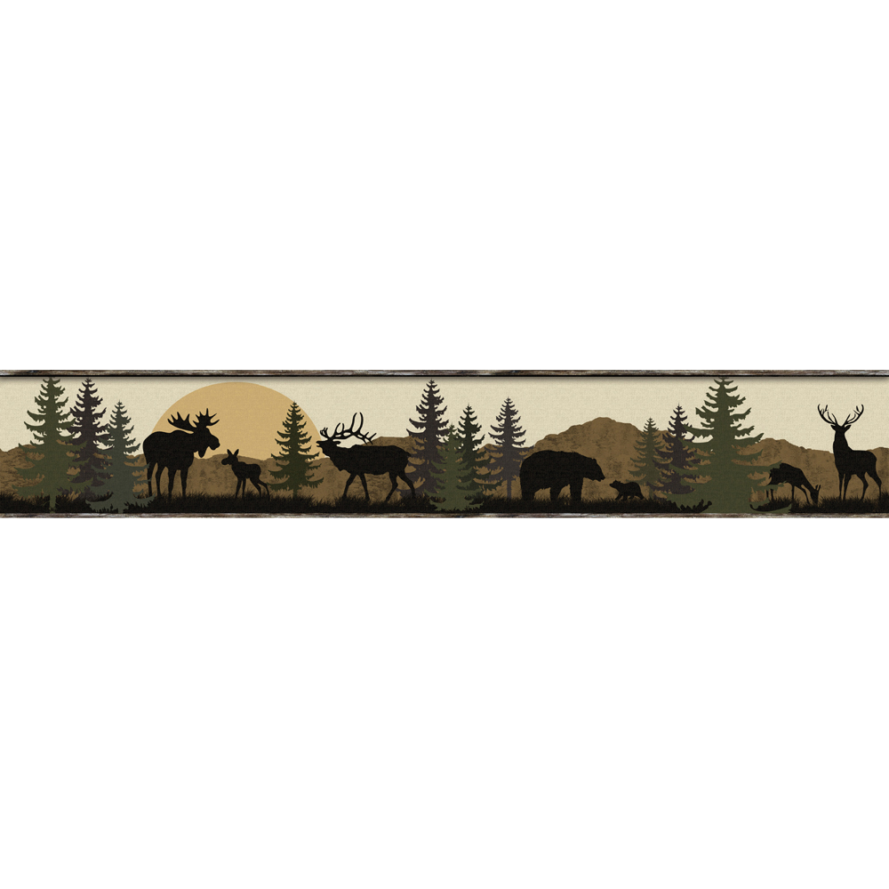 Wildlife Scenic Silhouette Wallpaper Border 1000x1000