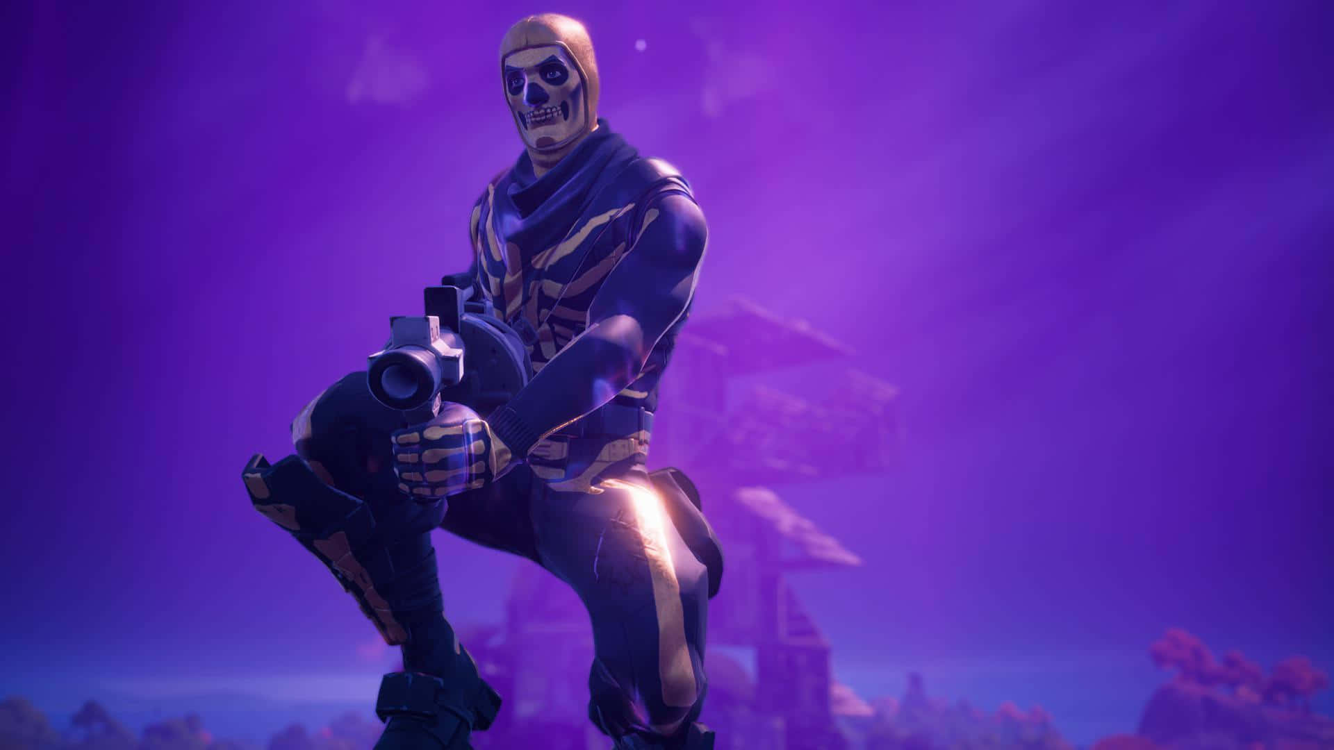 Step Into The Spotlight With Iconic Purple Skull Trooper Wallpaper