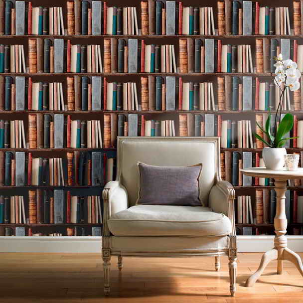 Library Wallpaper Looks Like Bookshelves That