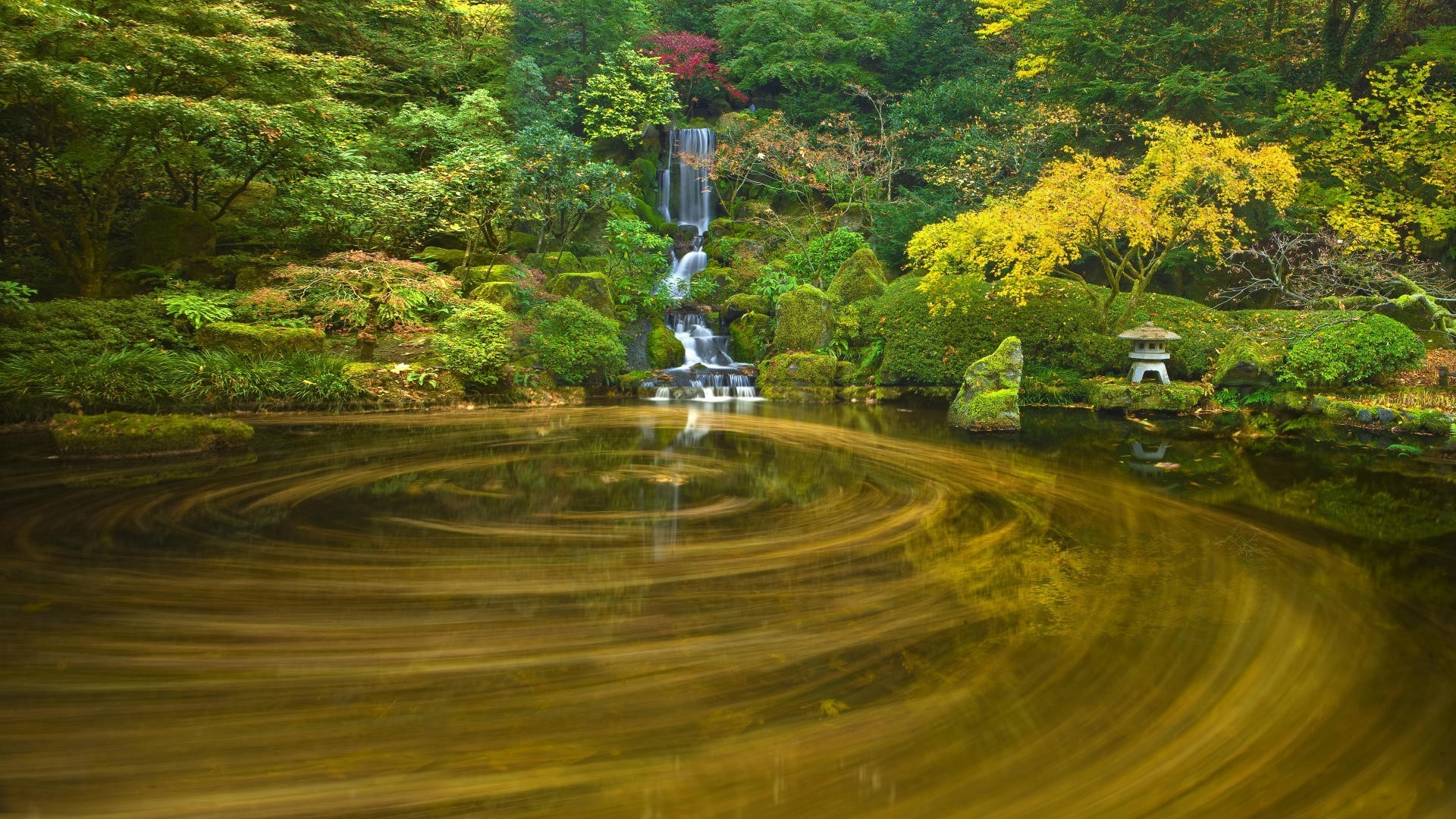 Japanese Nature Ponds Waterfalls Wallpaper Allwallpaper