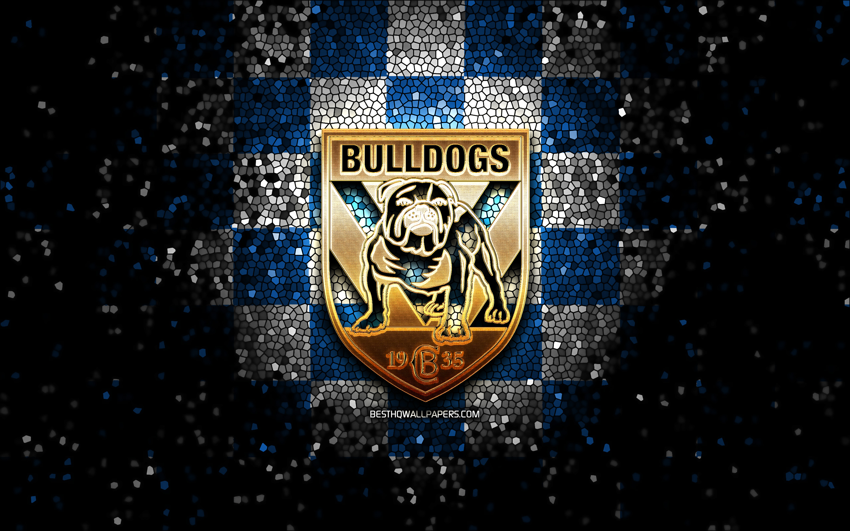 Download wallpapers Canterbury Bulldogs glitter logo NRL blue
