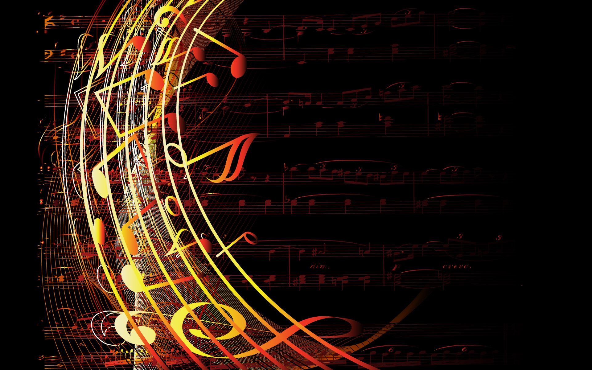 Swirl Music Notes Desktop Wallpaper
