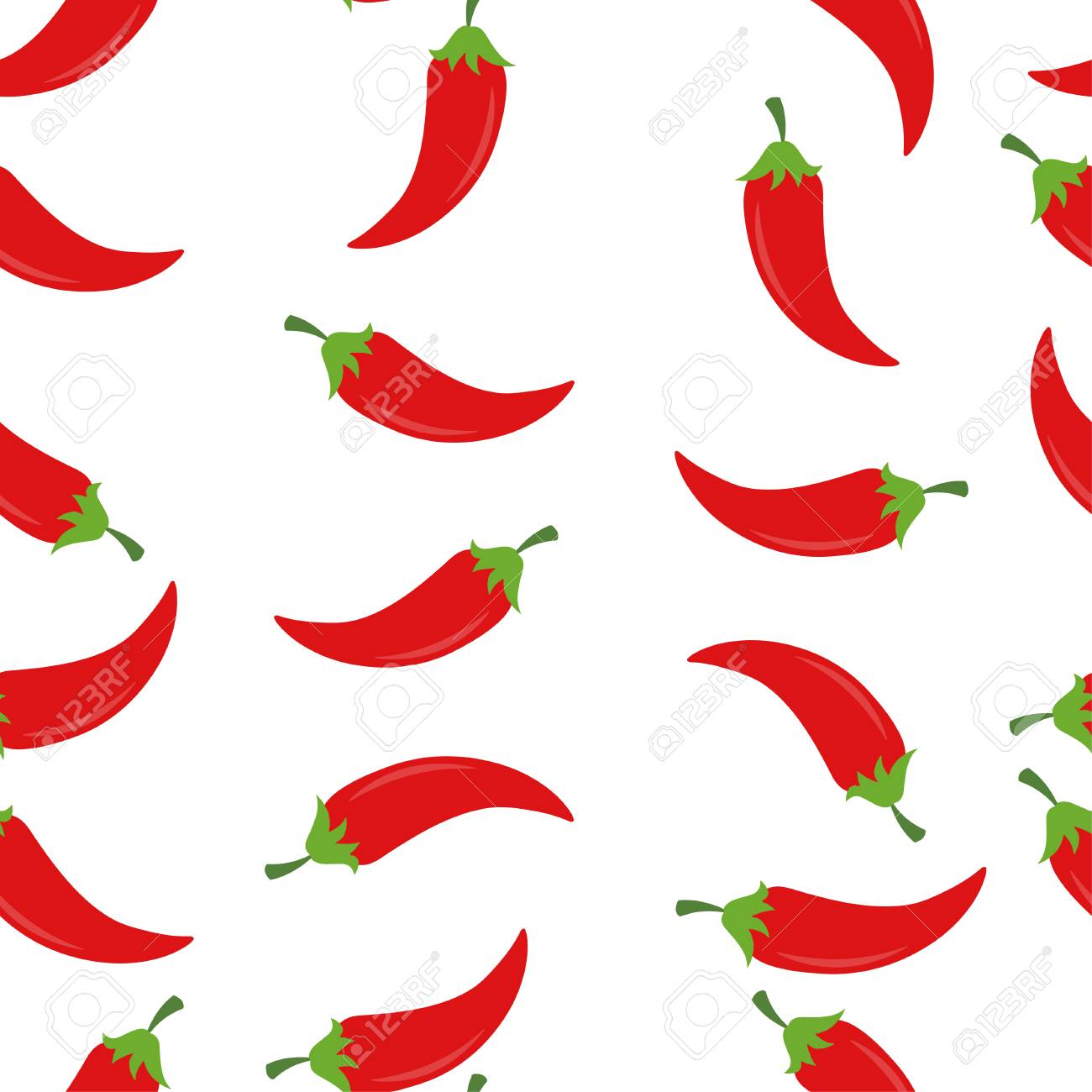 Seamless Pattern Of Red Chili Peppers Illustration Food