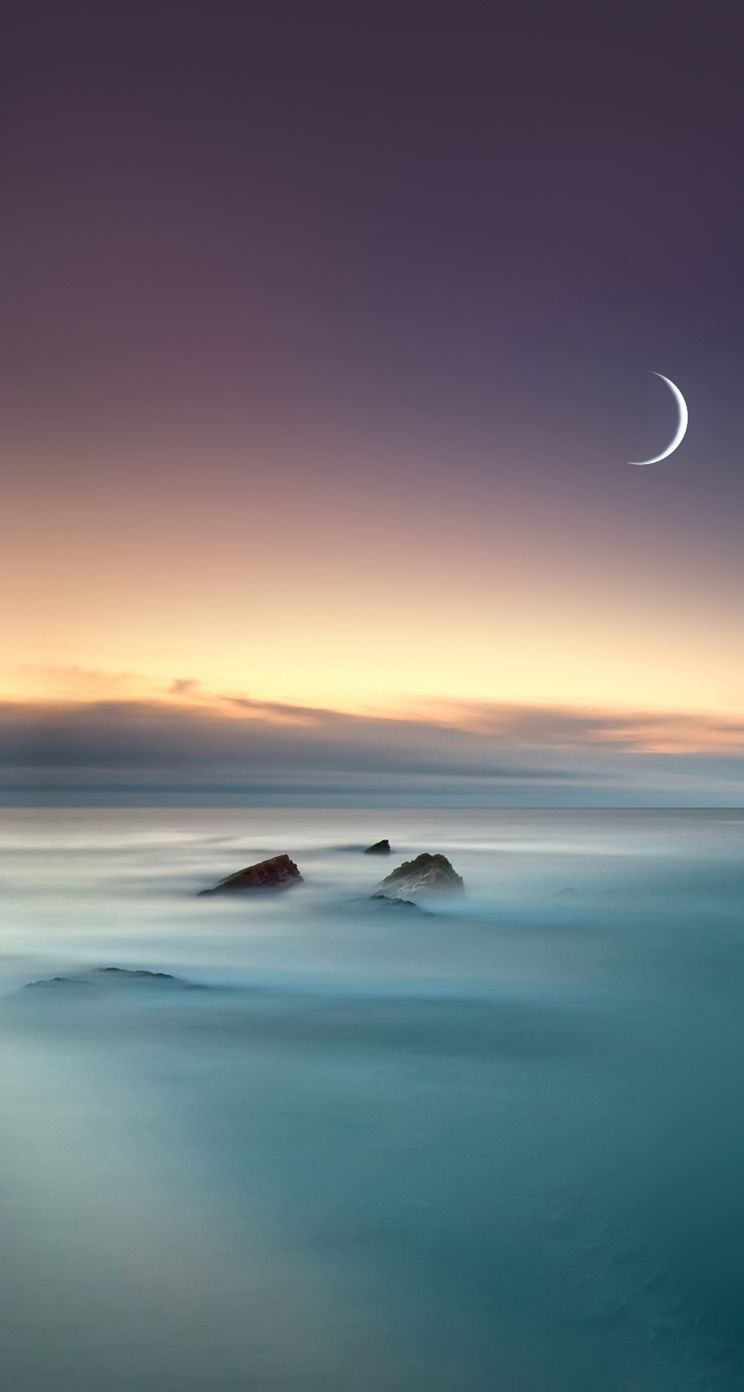 Scenic Lake Fog Mist Moon Eclipse Ios iPhone Wallpaper