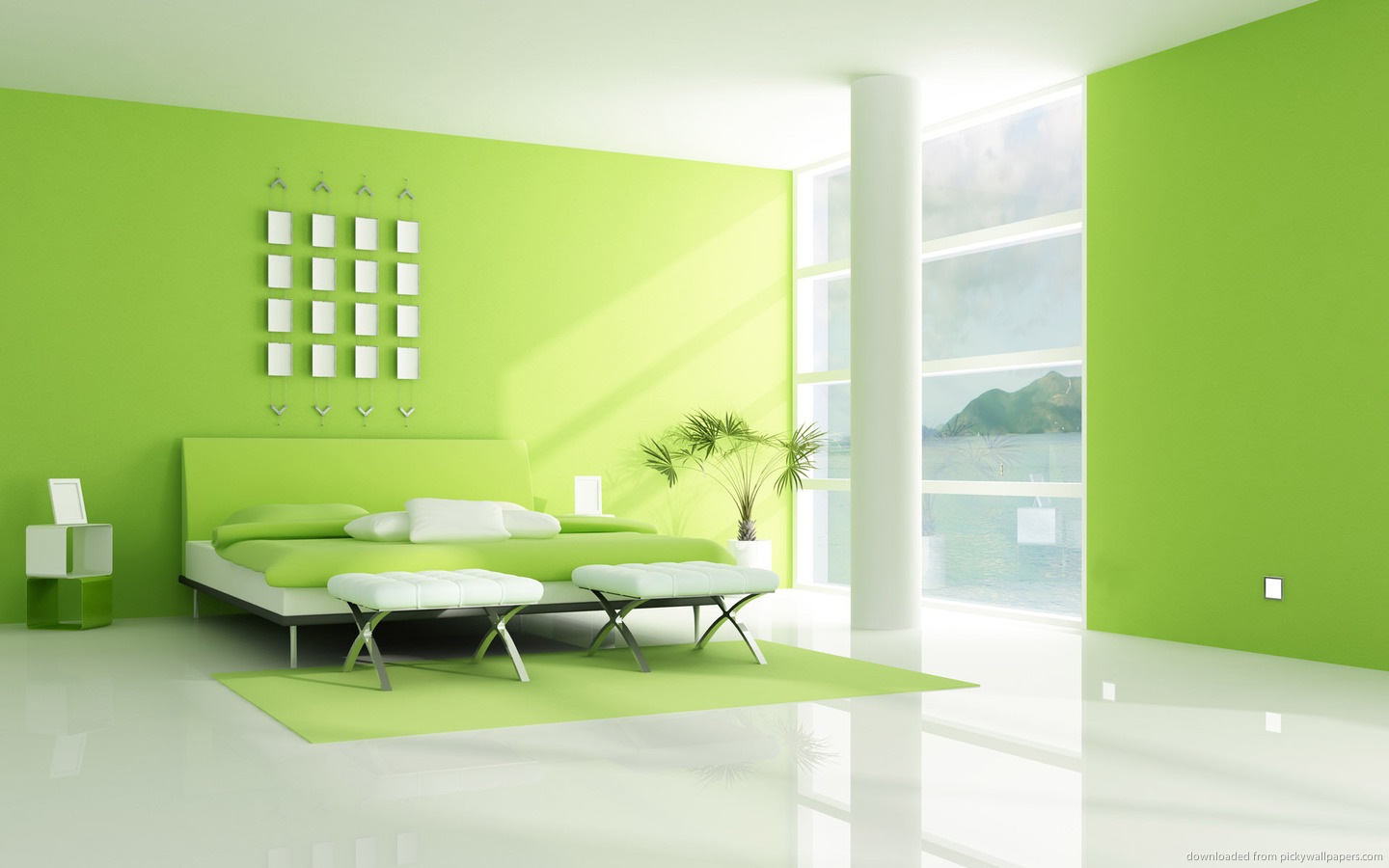 Download 1440x900 Green 3D Interior Wallpaper