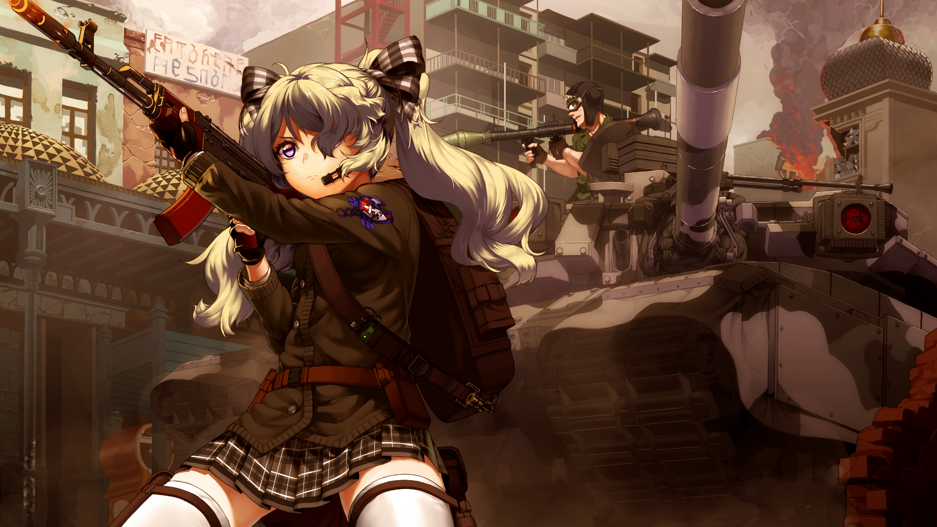 Anime Girls Weapon Tank Ak Original