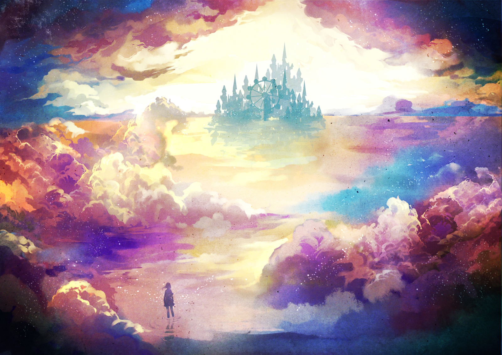 Scenery Clouds Castle Water HD Background Wallpaper Photo Image b65