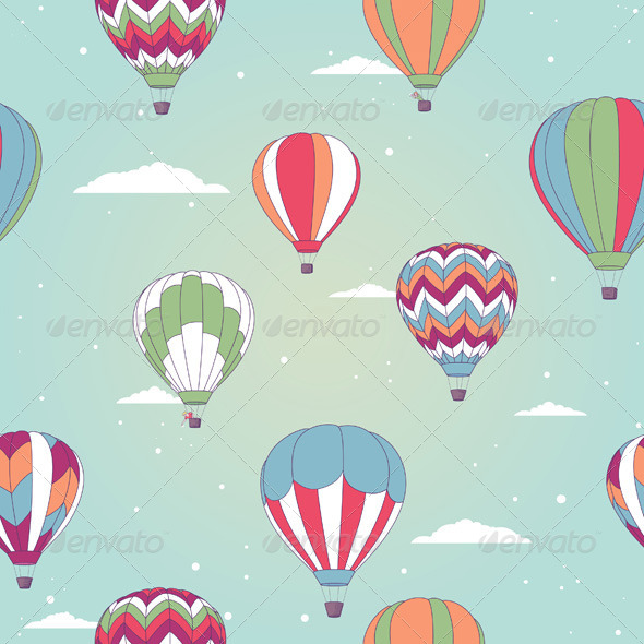 Retro Hot Air Balloons   Backgrounds Decorative 590x590