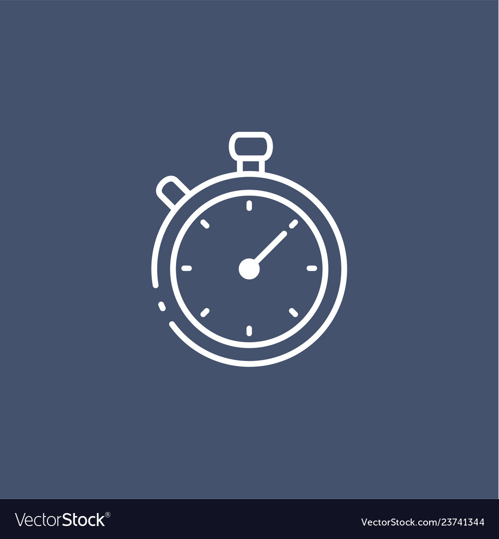 Simple Line Timer Icon On Dark Background Vector Image