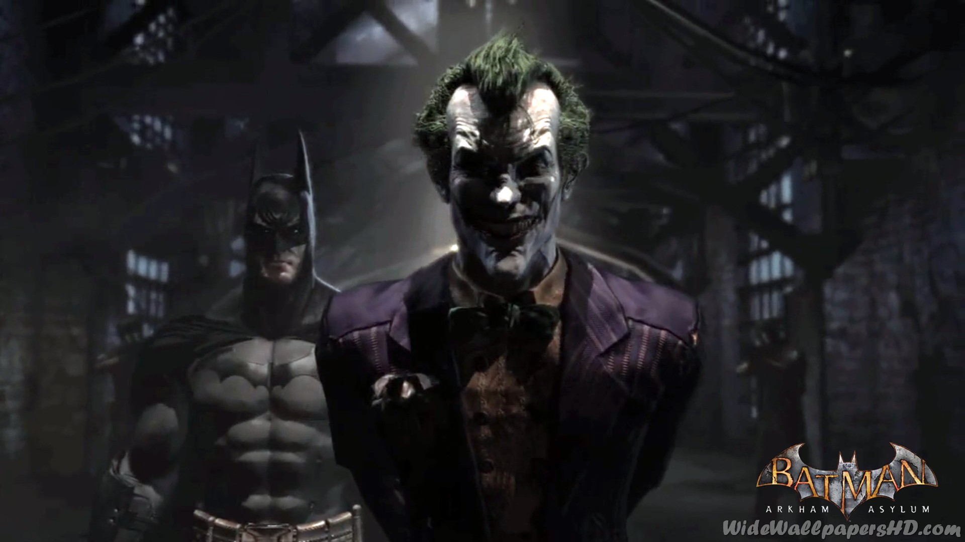 Image Batman With Joker In Pen Arkham Asylum Wallpaper Jpg