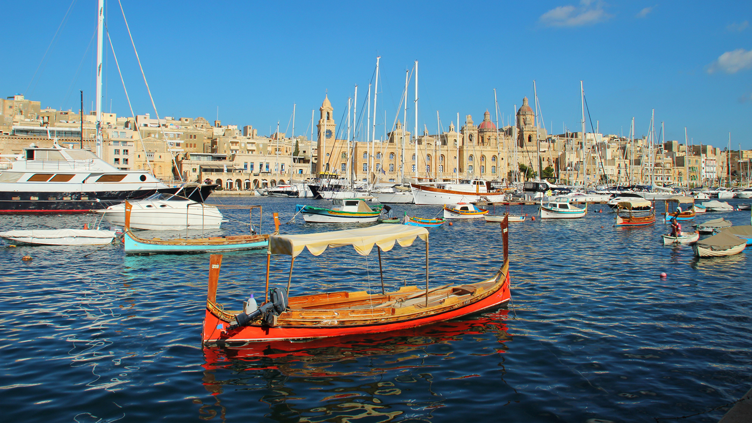 Image Malta Birgu Boats Cities Building