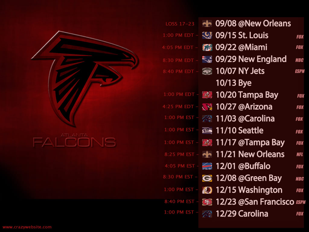 Atlanta Falcons Football Schedule Party
