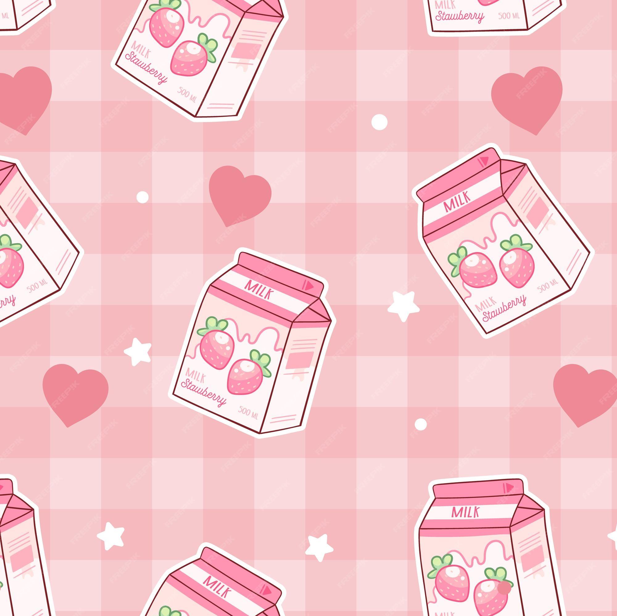 Premium Vector Seamless Pattern Of Cute Milk Box On Pink
