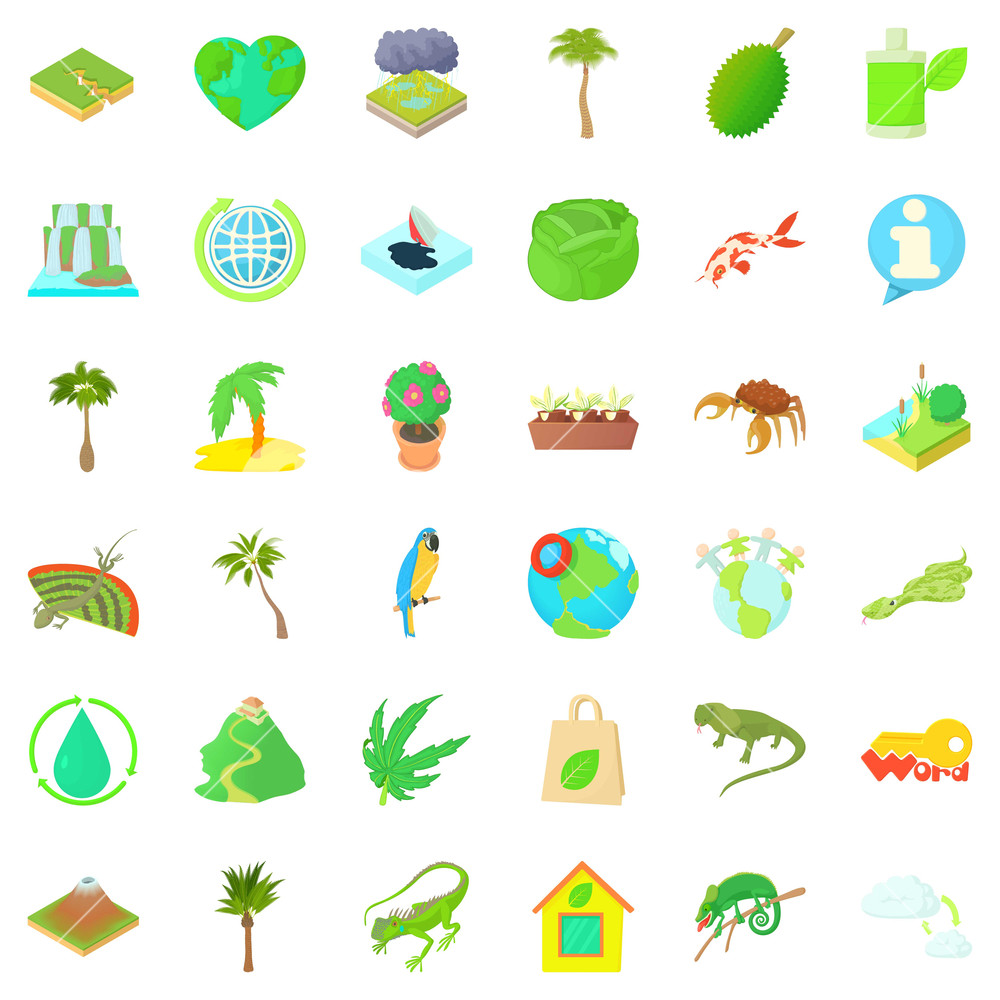 Recycling Icons Set Cartoon Style Of Vector