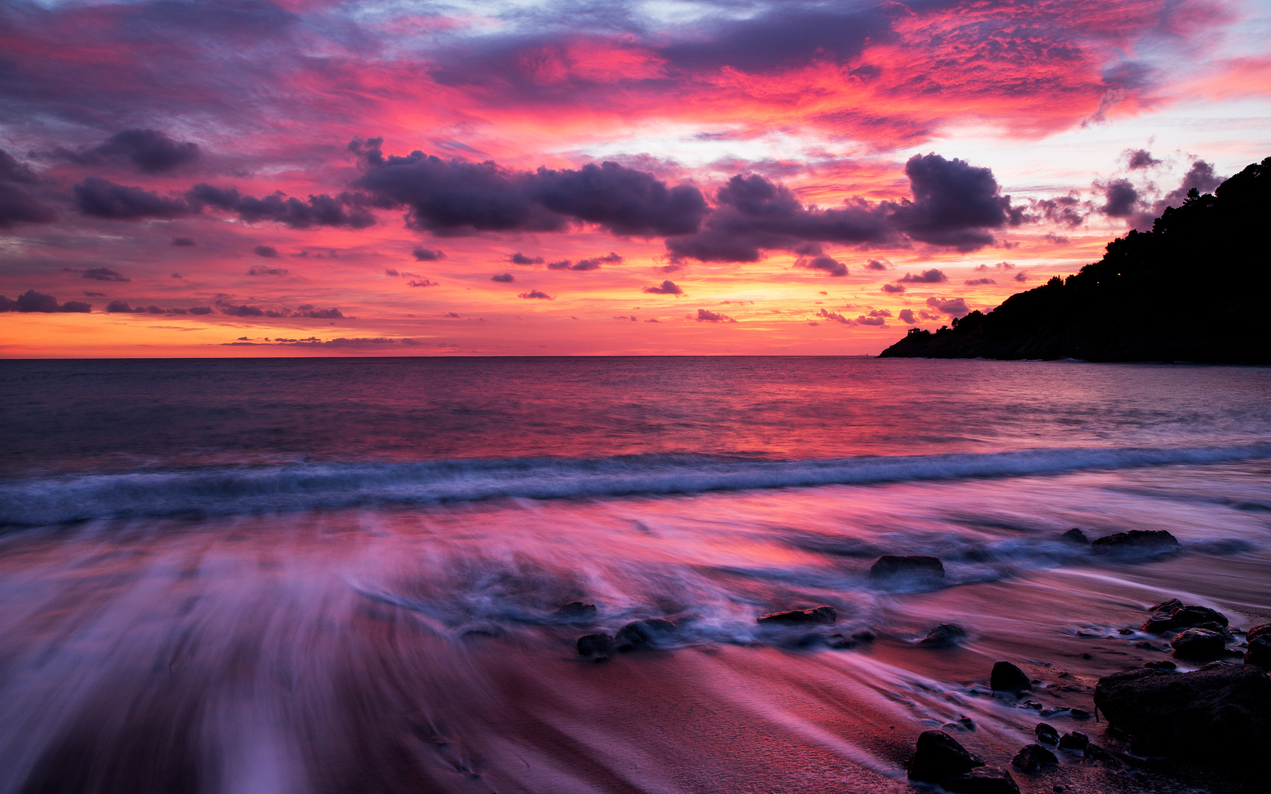 Pink Beach Sunset Wallpaper