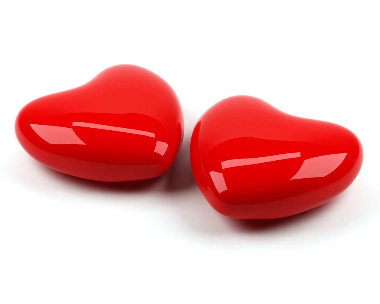 Two Red Glossy Hearts